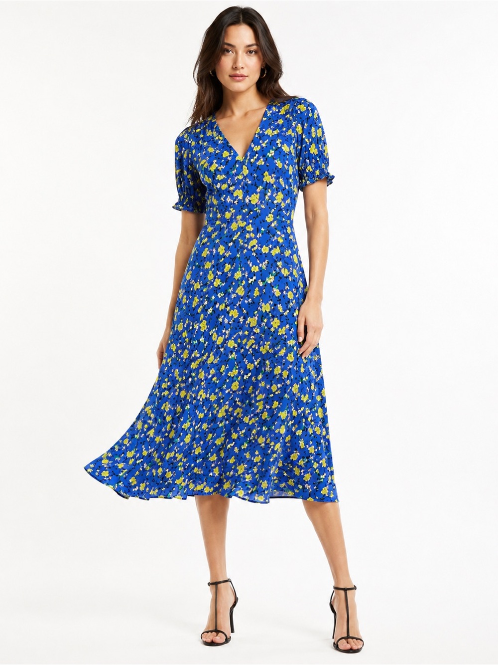 🌺 Diane Von Furstenberg Jemma Blue Crepe Midi Dress